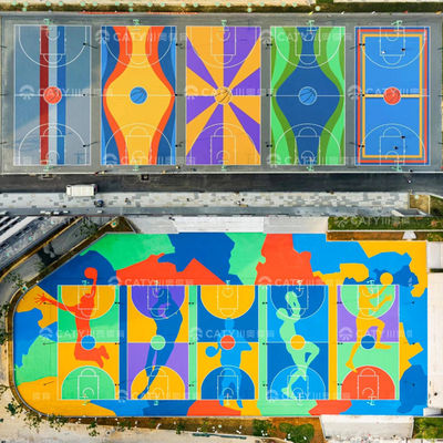 Schnelle Installation Nachhaltige Vorgefertigte Akryloberfläche Basketballplatz Volleyball Badminton Tennis für Sportanlagen Freizeitbereich Wohnbereich Geschäftsbereich Freizeitbereich